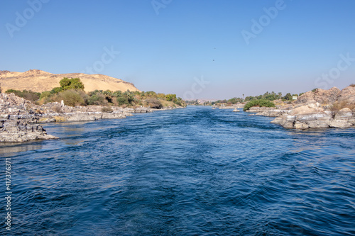 nice view of Nile River in Aswan, Egypt