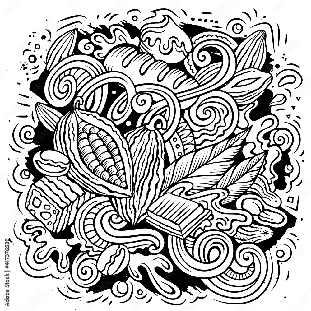Chocolate hand drawn vector doodles illustration. Chocolate hand drawn vector doodles illustration.