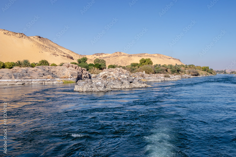 Fototapeta premium nice view of Nile River in Aswan, Egypt