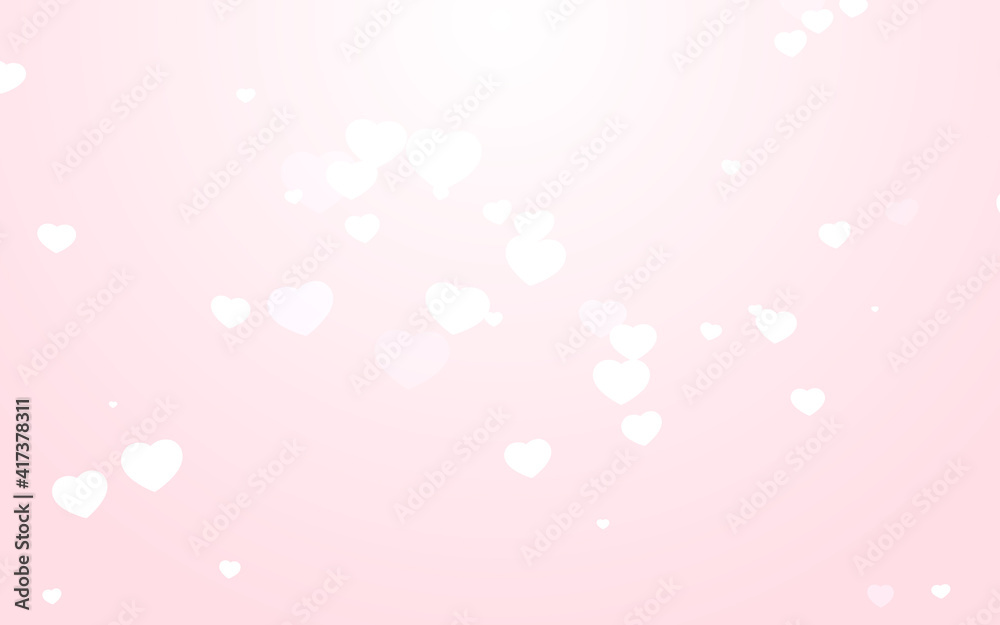 Valentine day white hearts on pink background.
