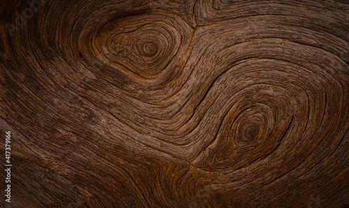 Old wood texture background with natural cracks. Dark brown wood plank is used for background.