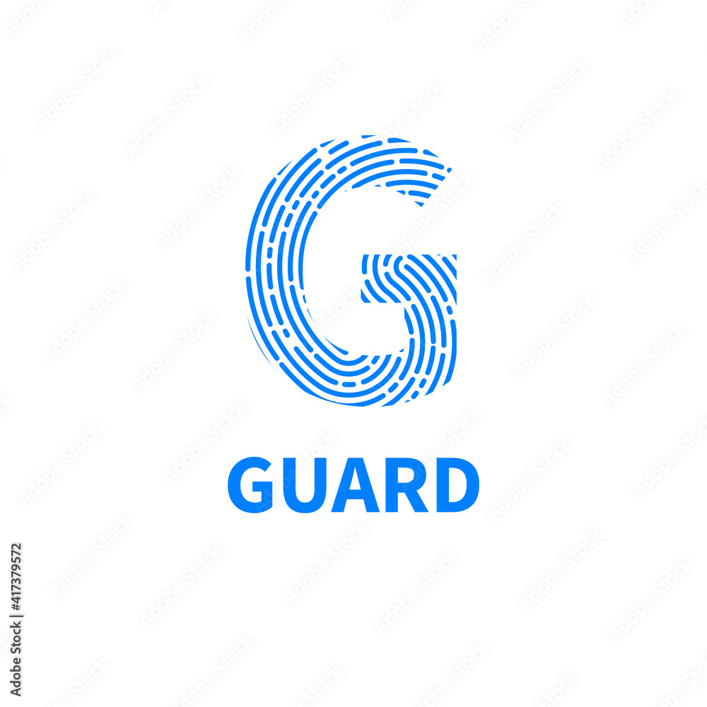 Guard symbol with fingerprint, security agency