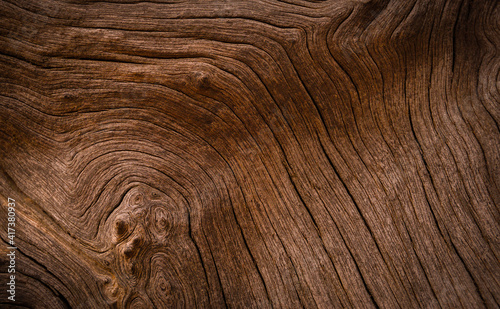 Old wood texture background with natural cracks. Dark brown wood plank is used for background.