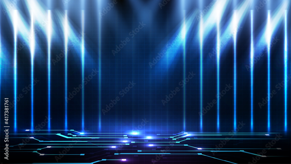 abstract futuristic background of blue empty stage arena stadium spotlgiht stage  background Stock Vector | Adobe Stock