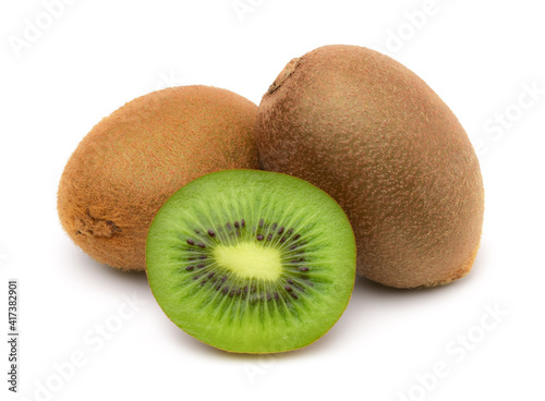 Kiwi and Slices isolated on white background,Juicy kiwi.