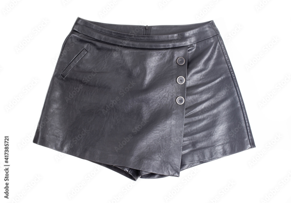 Modern and stylish skirt shorts on a white background, isolate. Close-up Modern and stylish skirt shorts on a white background, isolate. Close-up