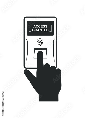 Biometric fingerprint security icon. Access control system scan illustration.