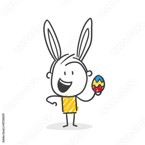 Strichfiguren / Strichmännchen: Osterhase, Ostern, Osterei. (Nr. 588)