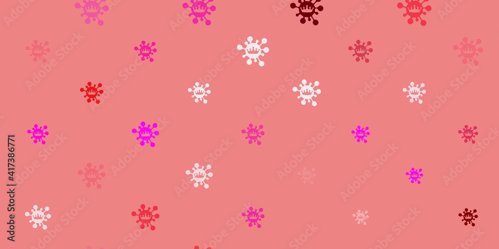 Light pink, yellow vector pattern with coronavirus elements. Light pink, yellow vector pattern with coronavirus elements.