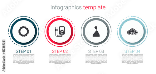 Set Car tire wheel, Multimeter, Gear shifter and Speedometer. Business infographic template. Vector.