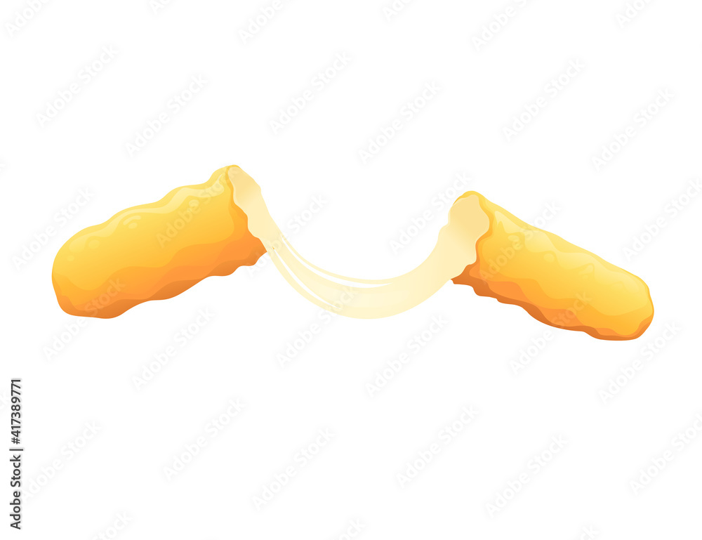 Deepfried breaded mozzarella cheese sticks fast food snack vector illustration isolated on