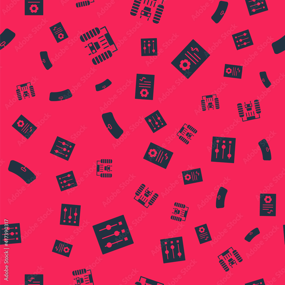 Set Car settings, wash, Windshield and Auto service check automotive on seamless pattern. Vector. Set Car settings, wash, Windshield and Auto service check automotive on seamless pattern. Vector.