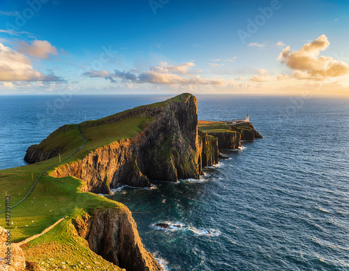 Nesit Point lighthouse in the evening light photo