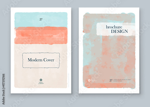 Abstract Hand Painted Illustrations for Wall Decoration, Postcard, Brochure template layout design. Corporate business annual report, catalog, magazine, brochure, flyer mockup