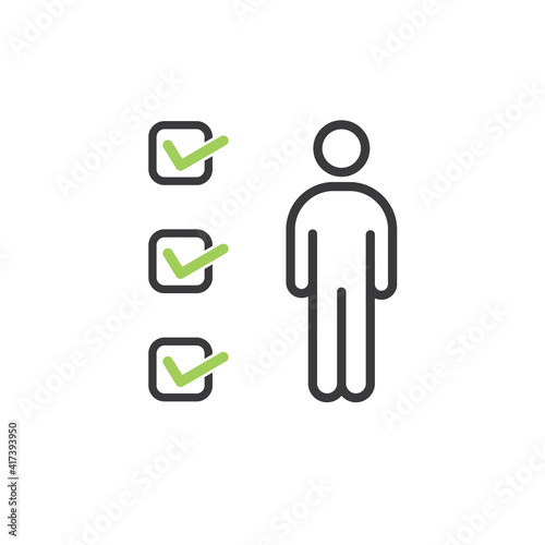 Green user checklist, vector, icon.