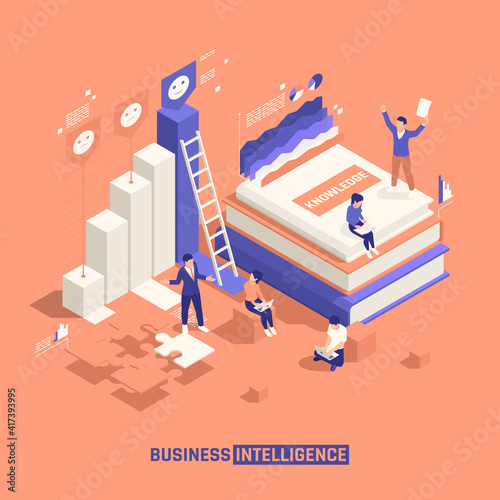 Business Intelligence Isometric Background