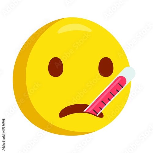 Thermometer in Mouth Emoji Icon Illustration. Sick Patient Vector Symbol Emoticon Design.