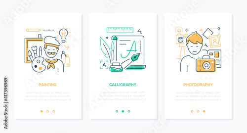 Hobbies - vector line design style web banners