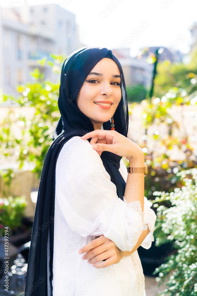 Portrait of a young woman wearing hijab Portrait of a young woman wearing hijab