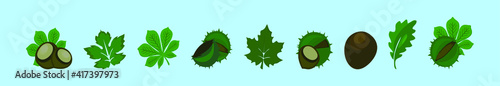 set of buckeye cartoon icon design template with various models. vector illustration isolated on blue background