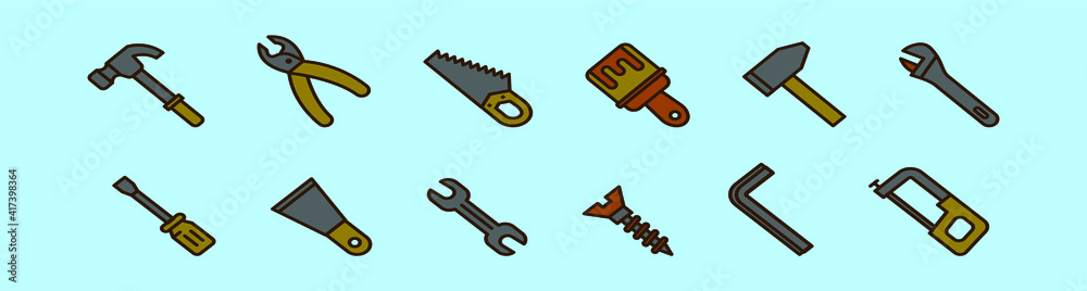 set of allen key cartoon icon design template with various models. vector illustration isolated on blue background