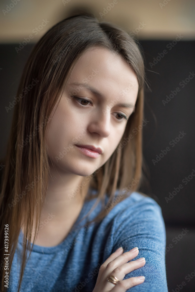 Portrait of a young beautiful girl with big eyes, close-up. Portrait of a young beautiful girl with big eyes, close-up.