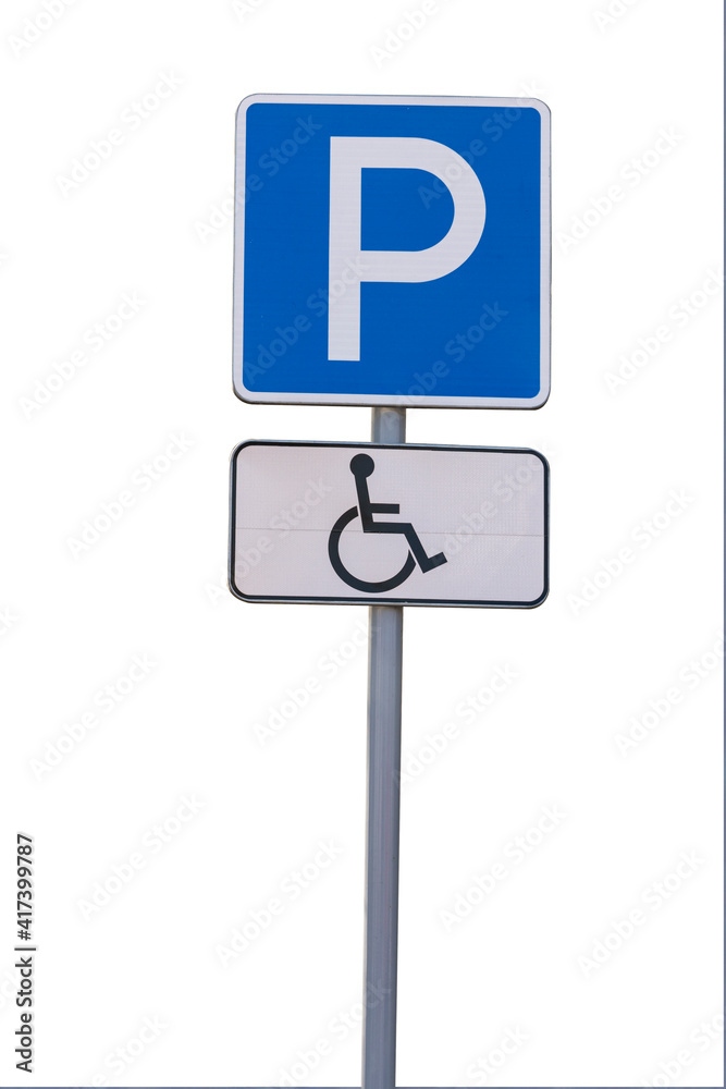 road sign parking for the disabled. isolate on a white background road sign parking for the disabled. isolate on a white background
