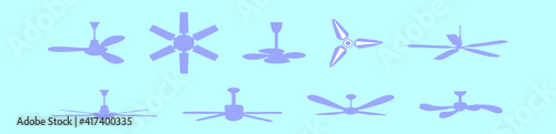 set of ceiling fan cartoon icon design template with various models. vector illustration isolated on blue background