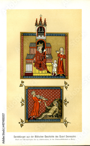 Darstellungen aus der Biblischen Geschichte des Guiart Desmoulins (Guyart des Moulins). Nach zwei Handschriften des 14. Jahrhunderts, photo