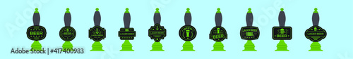set of beer pump cartoon icon design template with various models. vector illustration isolated on blue background