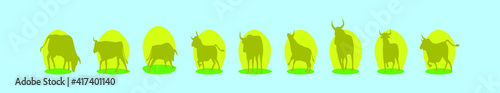 set of bullfighter cartoon icon design template with various models. vector illustration isolated on blue background