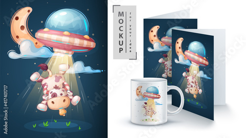 Ufo cow - poster and merchandising.