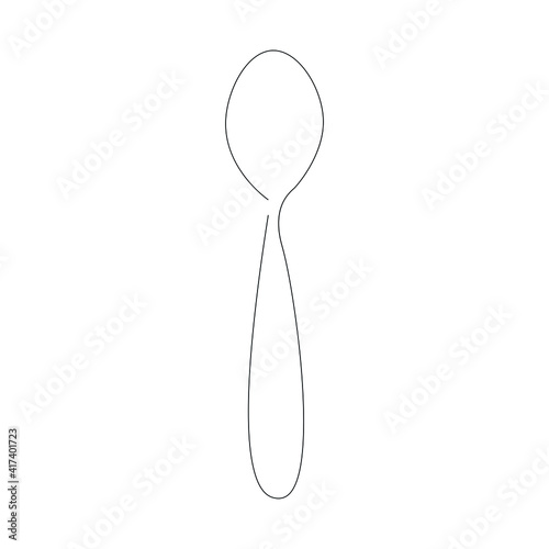 Spoon line drawing, vector illustration