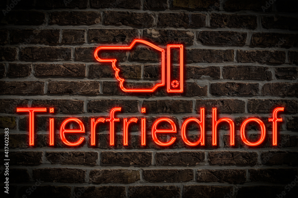 Obraz premium Leuchtreklame Tierfriedhof