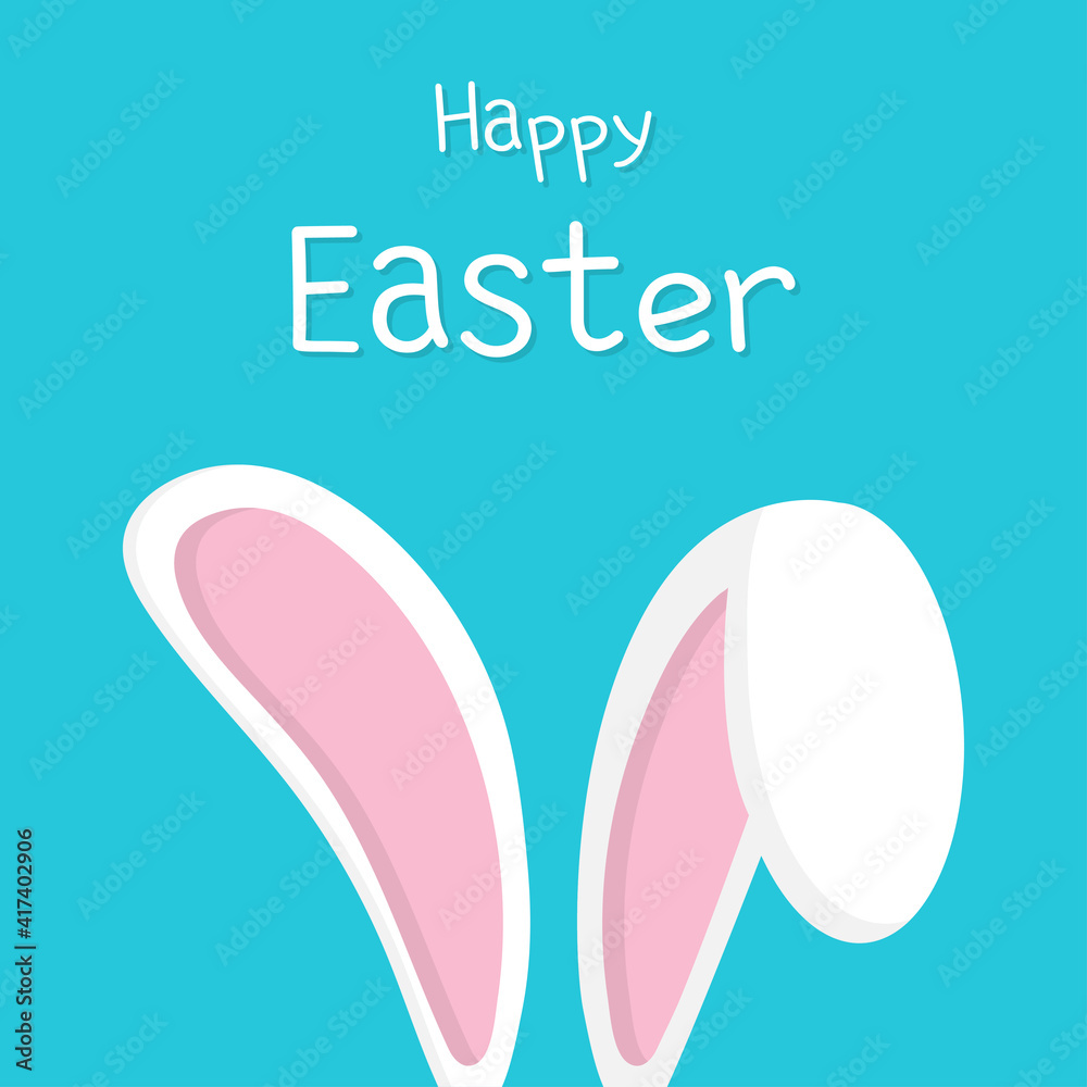 Happy easter card with rabbit ears. Easter bunny. Concept of a card with wishes