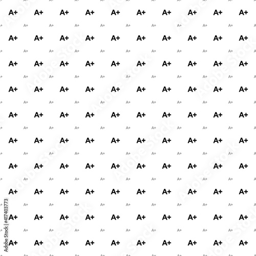 Square seamless background pattern from geometric shapes are different sizes and opacity. The pattern is evenly filled with black A plus symbols. Vector illustration on white background