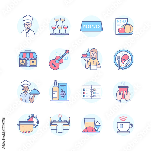 Restaurant - modern line design style icons set