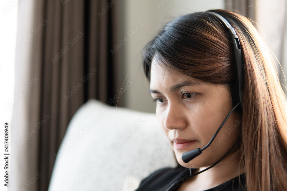 people use headphone with microphone, concept of customer service. people use headphone with microphone, concept of customer service.