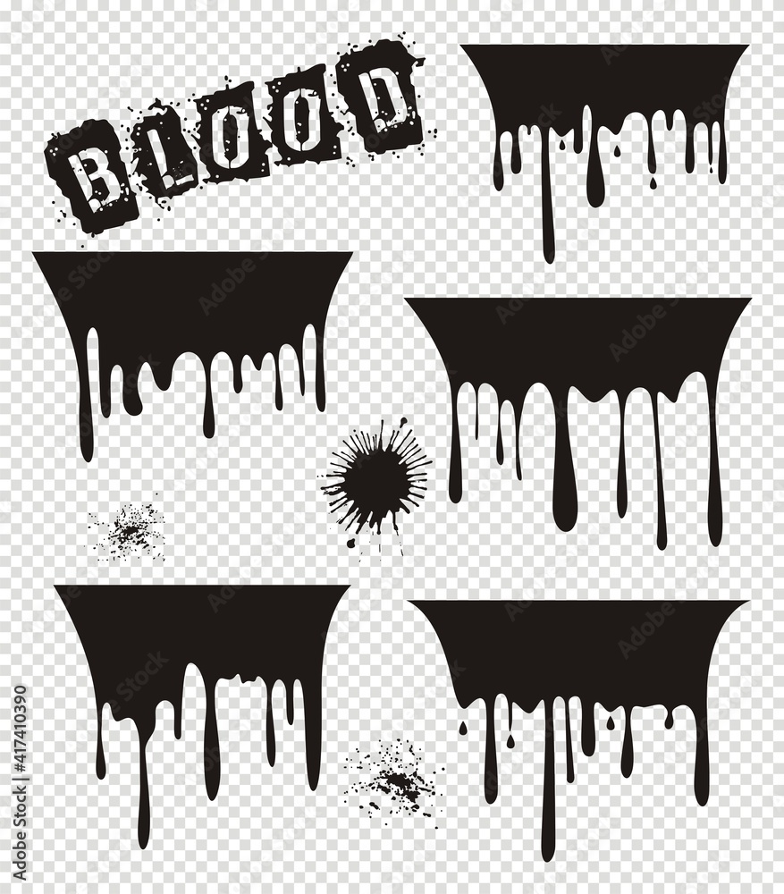 Set of Dripping blood or paint isolated on transparent background. Vector illustration for your design Set of Dripping blood or paint isolated on transparent background. Vector illustration for your design