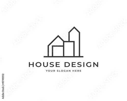 Minimalist house building logo design vector. Modern architecture logo design