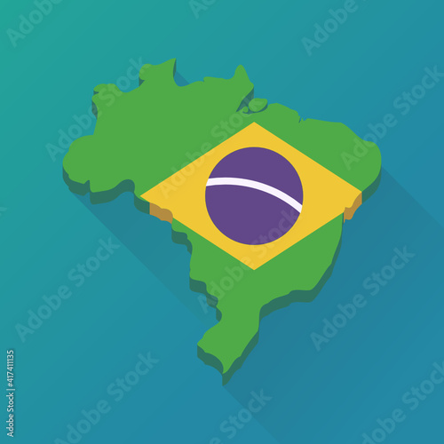 Mapa do Brasil com sua bandeira (design plano)