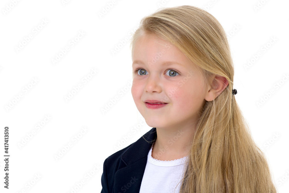 Front view portrait of beautiful little schoolgirl Front view portrait of beautiful little schoolgirl