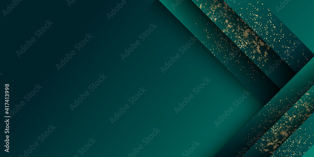 Modern simple dark green and gold glitter abstract geometric background ...
