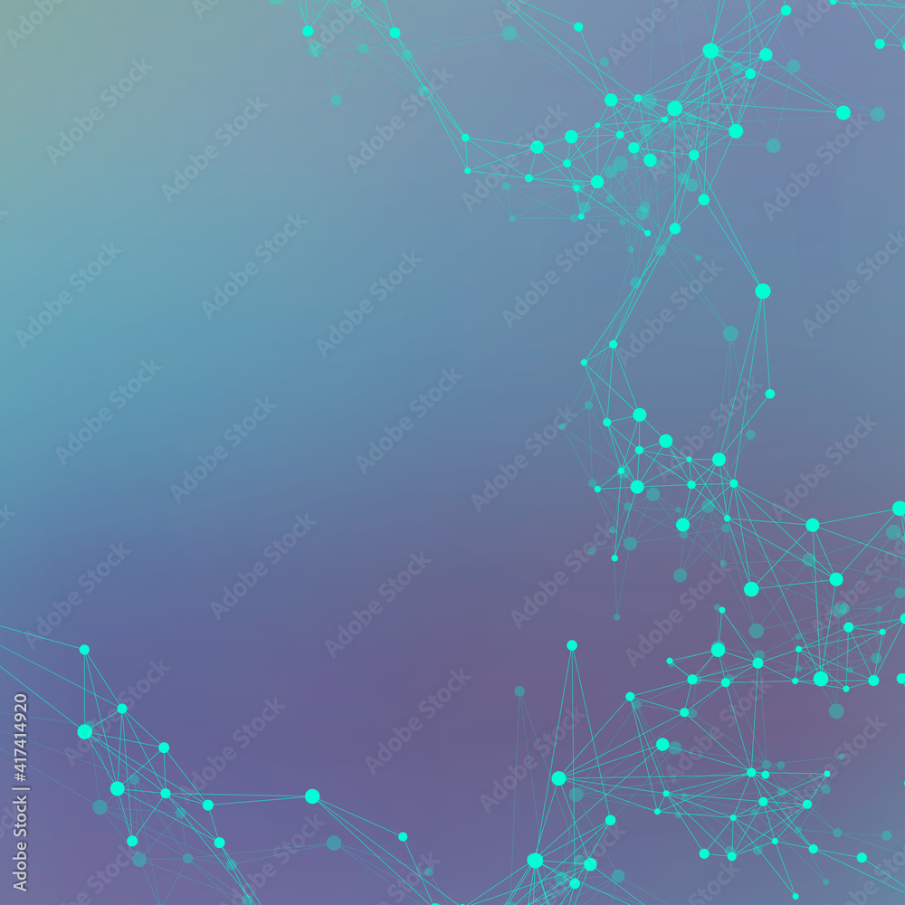 Fototapeta premium Geometric graphic background molecule and communication. Big data complex with compounds. Lines plexus, minimal array. Digital data visualization. Scientific cybernetic illustration.