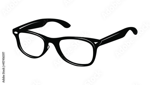 Black glasses isolated on white background. Vector spectacles illustration