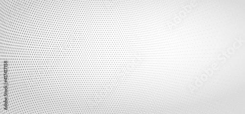 Vector abstract monochrome dotted background with dimensional perspective, technology and science theme, big data flow, geometric 3D design.