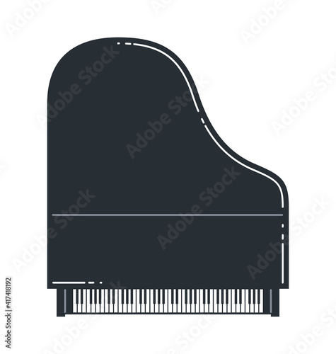 Piano musical instrument vector flat illustration isolated over white background, classical keyboard music instruments.