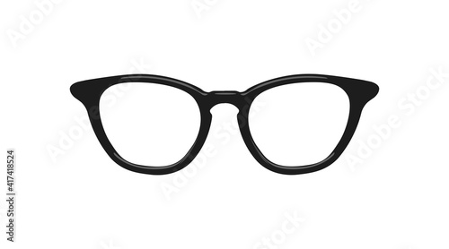 Vector Isolated Illustration of Glasses. Black glasses frame isolated illustration