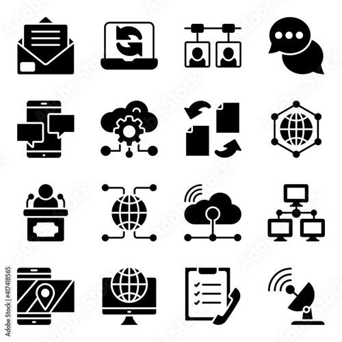 Pack of Cloud, Technology and Networking Solid Icons 