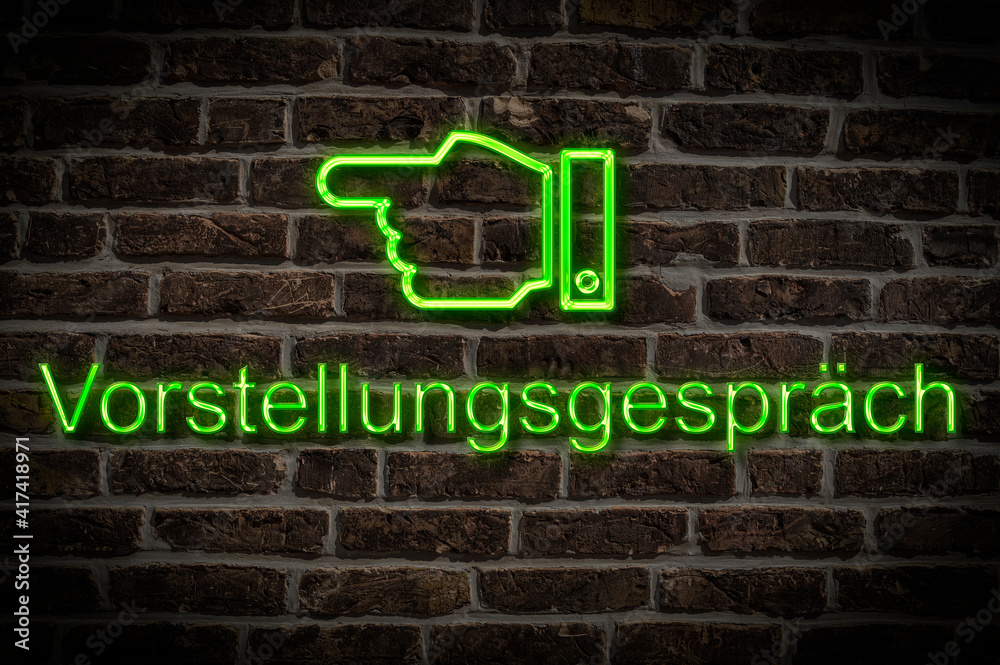 Fototapeta premium Leuchtreklame Vorstellungsgespräch